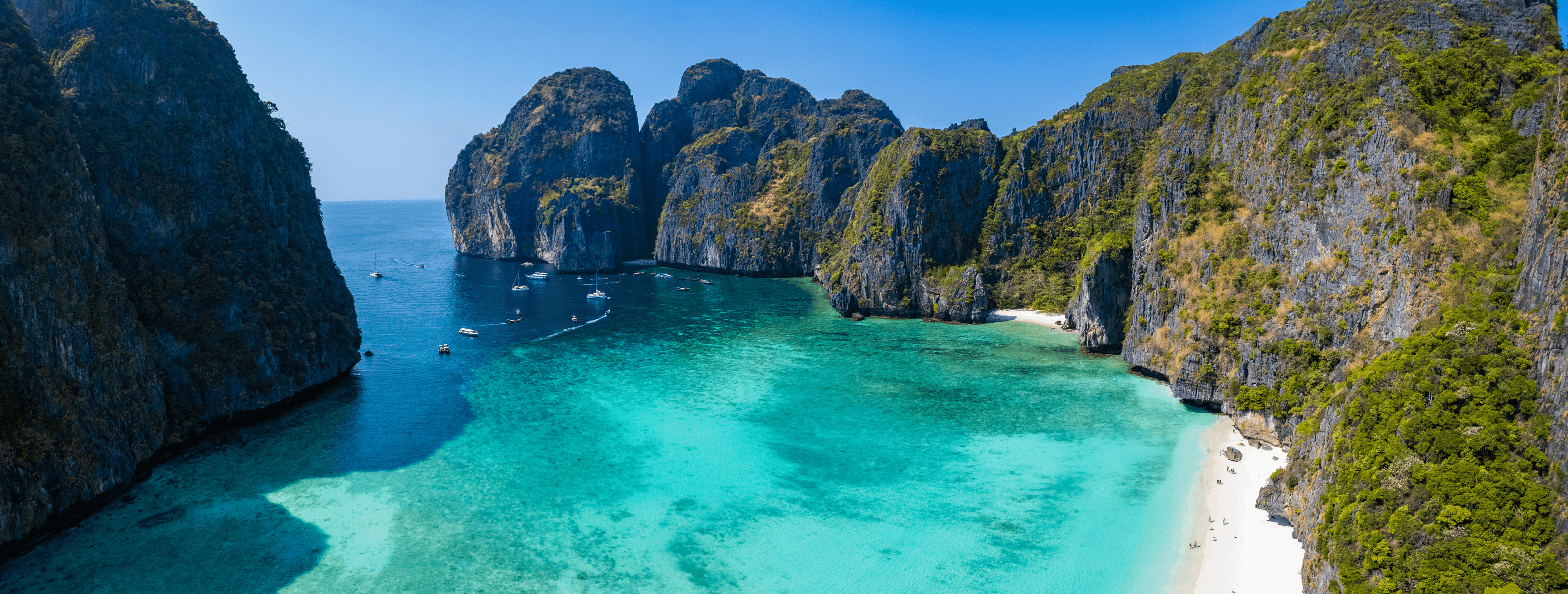 Limestone islands and turquoise waters in the Andaman Sea